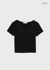 Buckle Square Neck Cropped Short Sleeve Tee