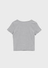 Buckle Square Neck Cropped Short Sleeve Tee