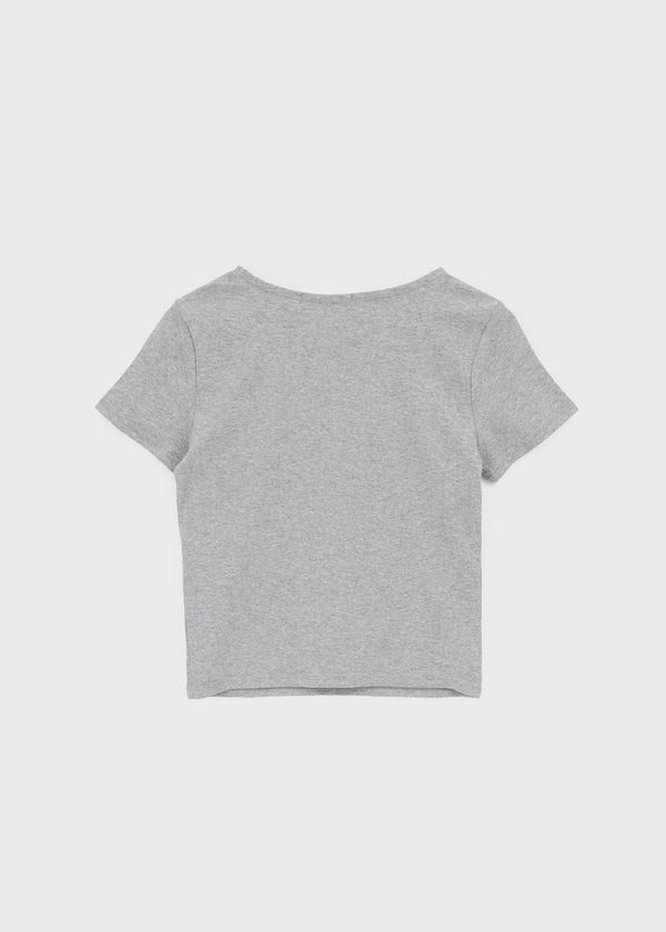Buckle Square Neck Cropped Short Sleeve Tee