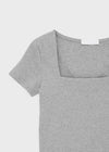 Buckle Square Neck Cropped Short Sleeve Tee