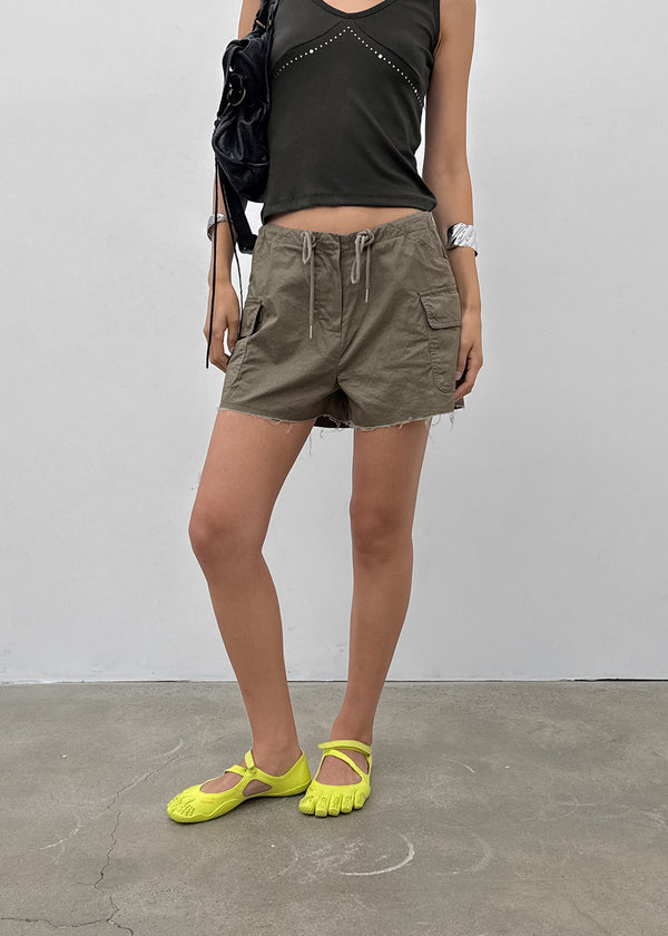 Ssenhol Washed Cut Cargo Shorts