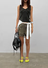 Ssenhol Washed Cut Cargo Shorts