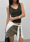 Ssenhol Washed Cut Cargo Shorts
