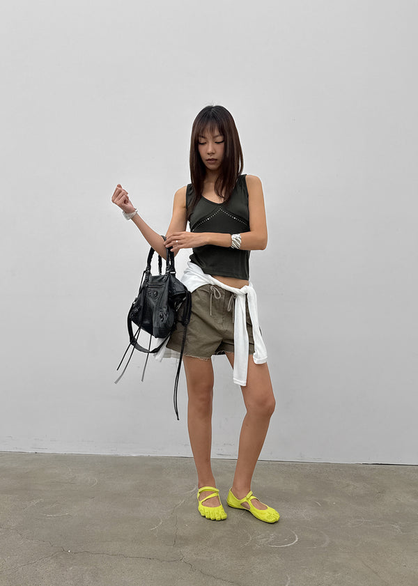 Ssenhol Washed Cut Cargo Shorts