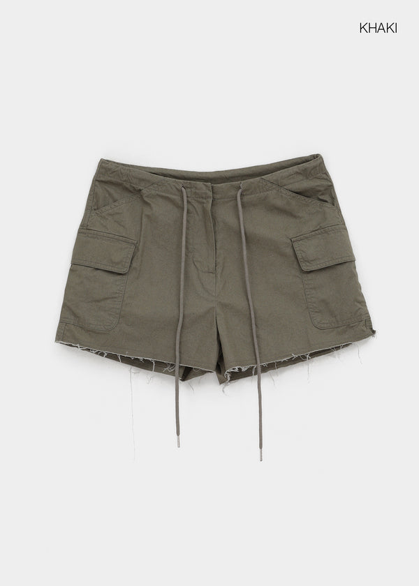 Ssenhol Washed Cut Cargo Shorts