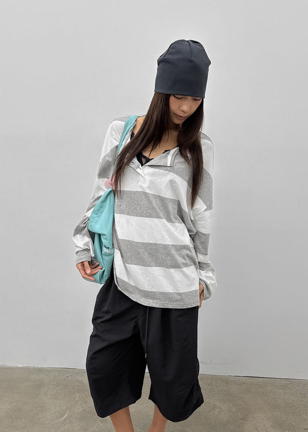 Santom Striped Collared Long Sleeve T-shirt