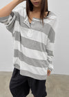 Santom Striped Collared Long Sleeve T-shirt