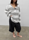 Santom Striped Collared Long Sleeve T-shirt