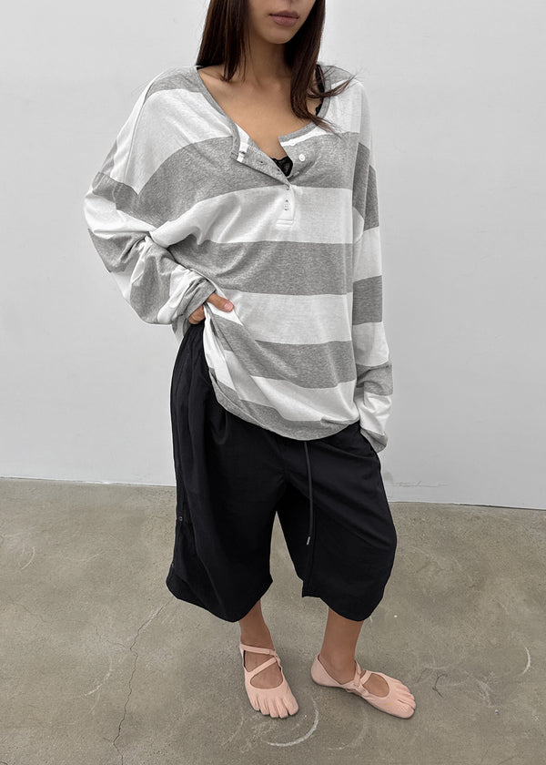 Santom Striped Collared Long Sleeve T-shirt