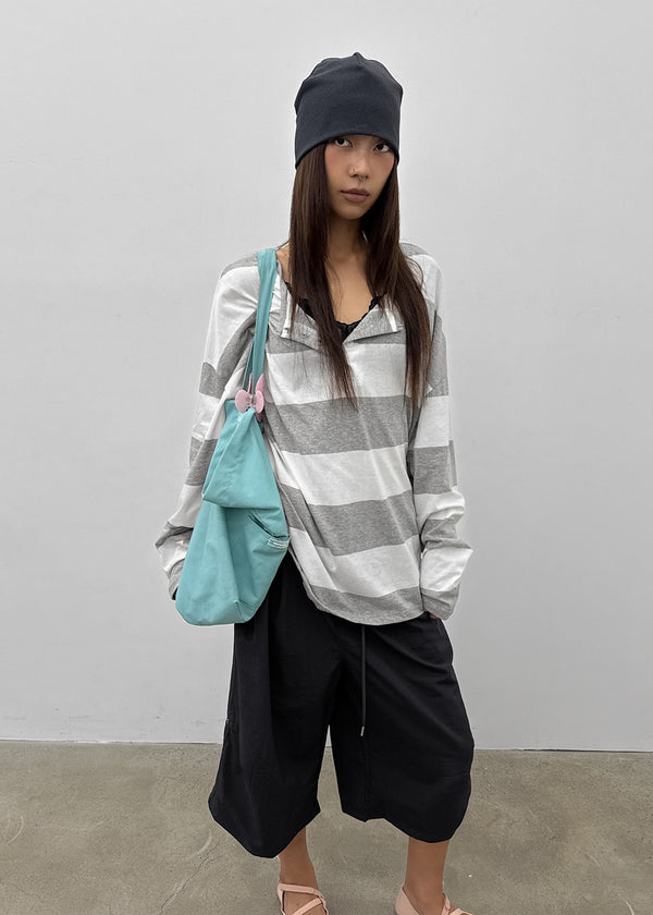 Santom Striped Collared Long Sleeve T-shirt