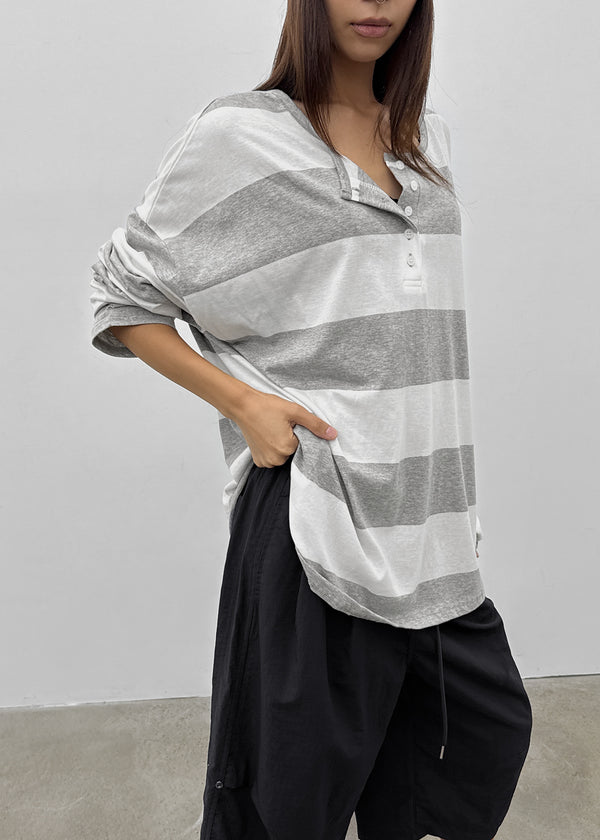 Santom Striped Collared Long Sleeve T-shirt