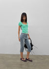Relling Slit Capri Denim Pants