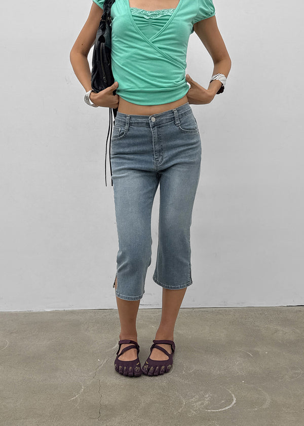 Relling Slit Capri Denim Pants