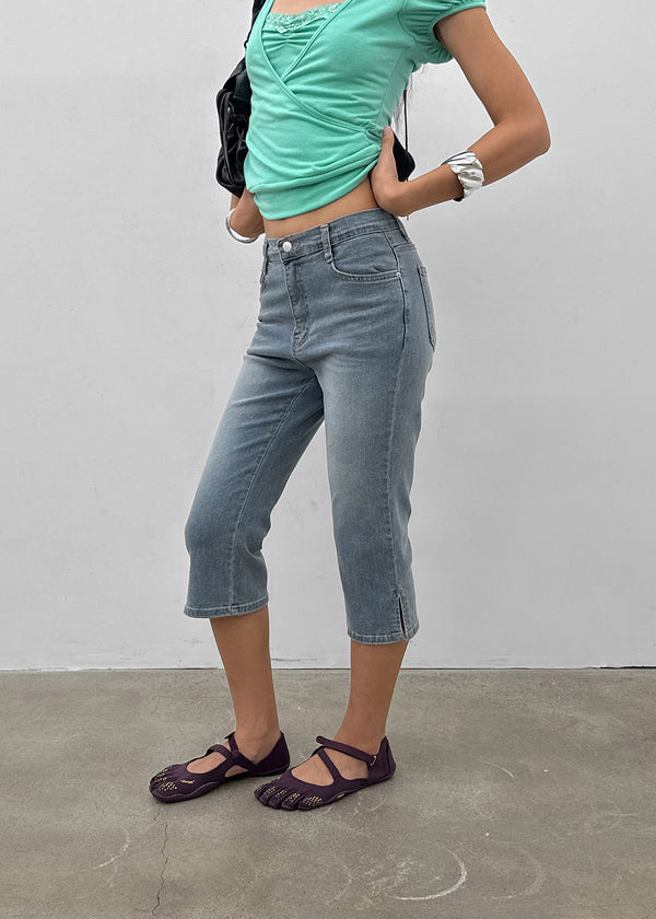 Relling Slit Capri Denim Pants