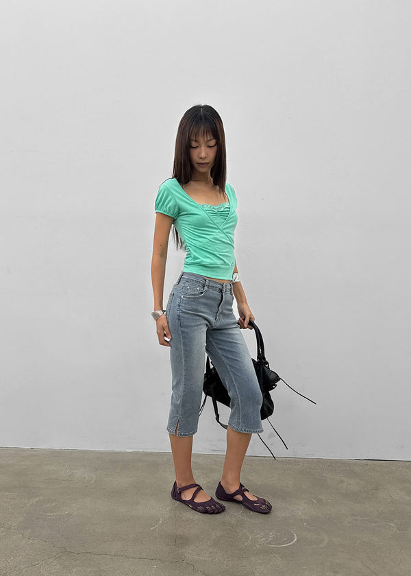 Meko Lace Wrap Short Sleeve Tee