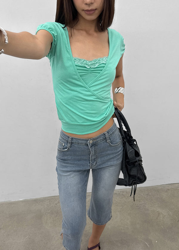 Meko Lace Wrap Short Sleeve Tee