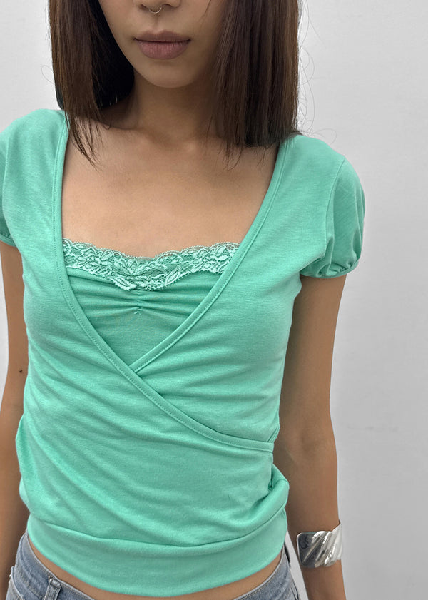 Meko Lace Wrap Short Sleeve Tee