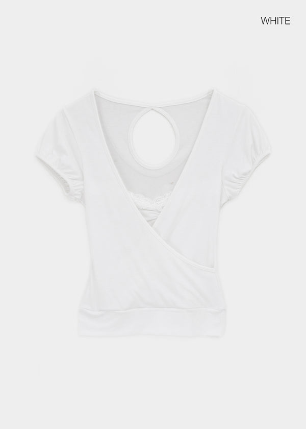Meko Lace Wrap Short Sleeve Tee