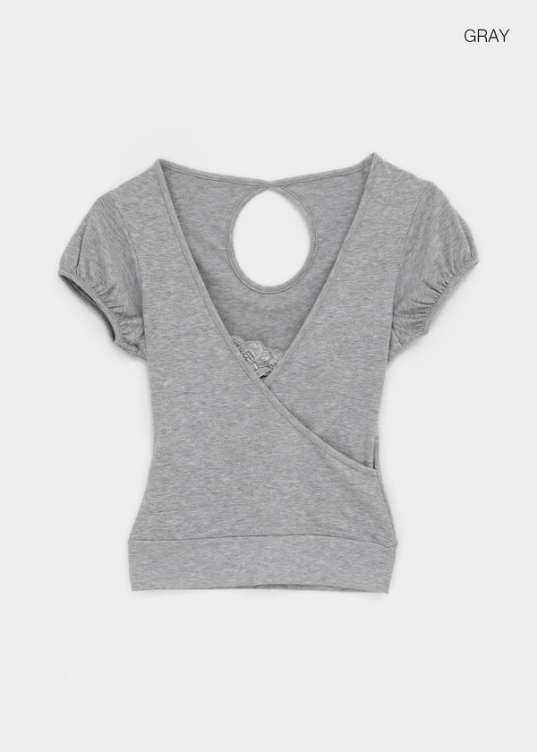 Meko Lace Wrap Short Sleeve Tee
