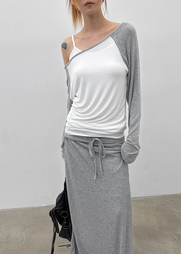 Tame boat neck raglan long sleeves