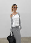 Tame boat neck raglan long sleeves