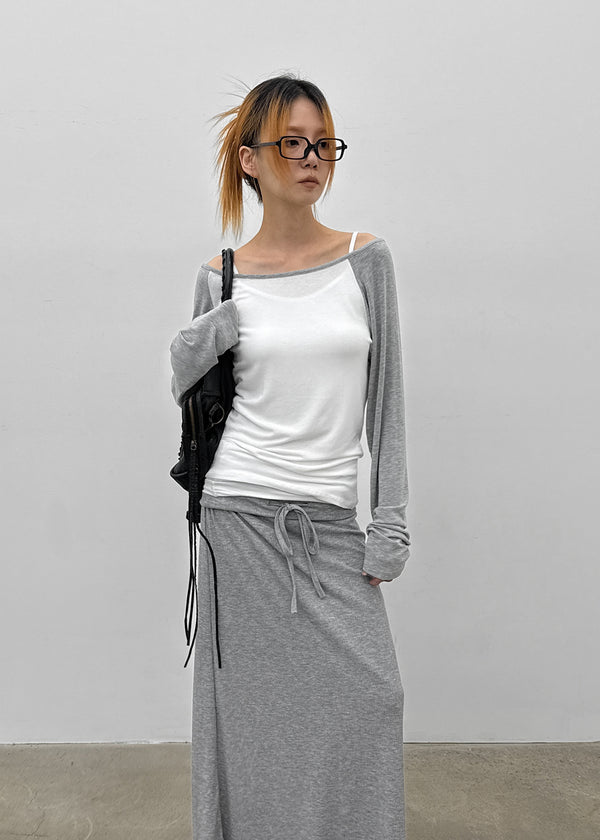 Tame boat neck raglan long sleeves