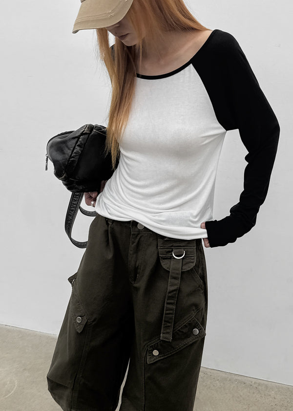 Tame boat neck raglan long sleeves