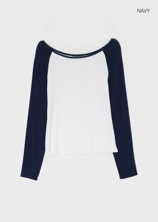 Tame boat neck raglan long sleeves