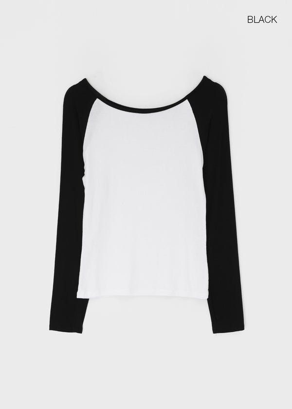 Tame boat neck raglan long sleeves