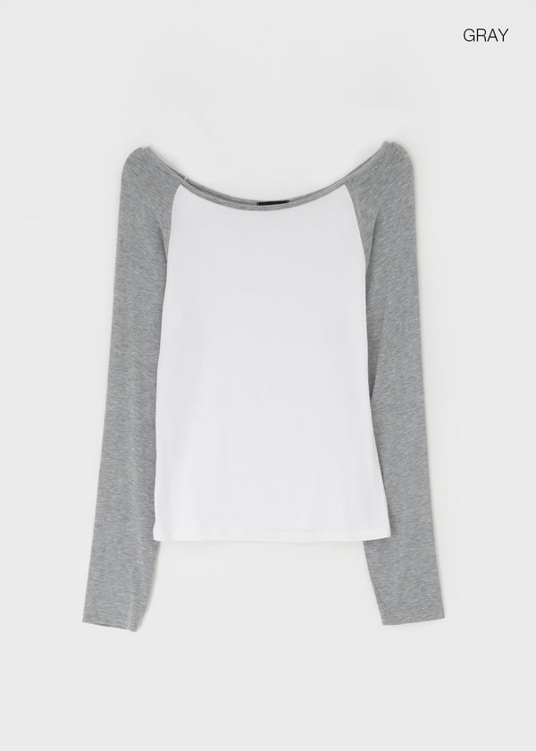 Tame boat neck raglan long sleeves