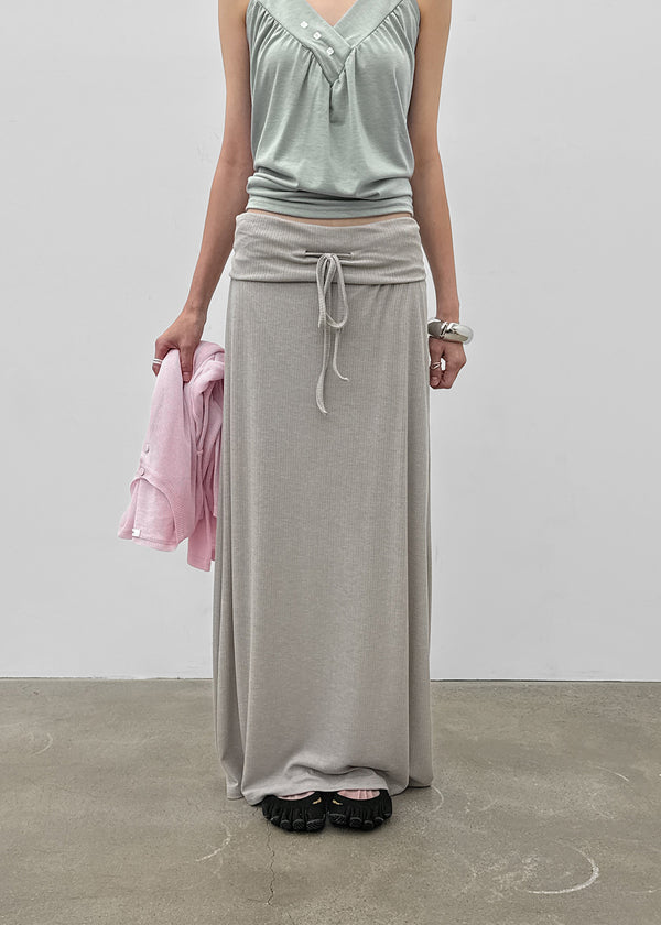 Koux ribbed folding long skirt