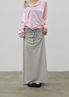 Koux ribbed folding long skirt