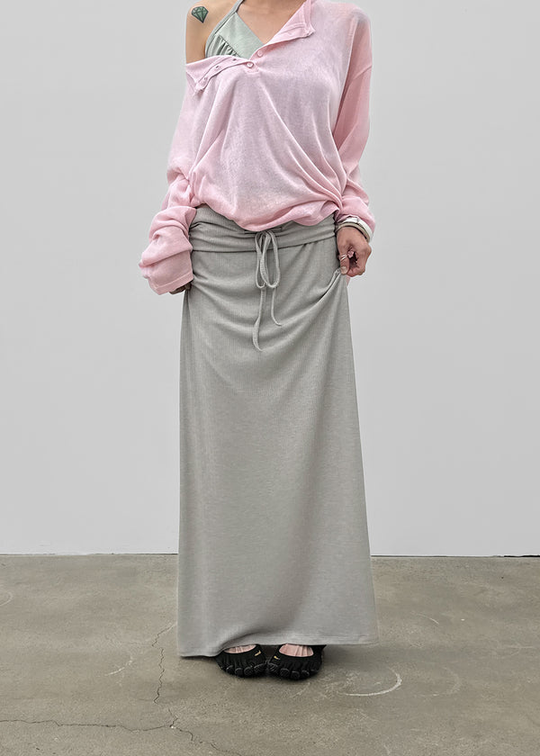 Koux ribbed folding long skirt