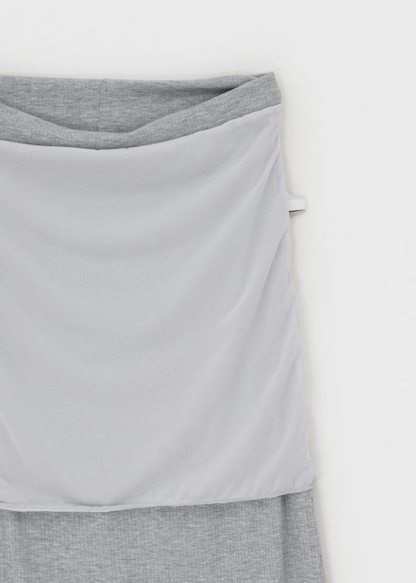 Koux ribbed folding long skirt