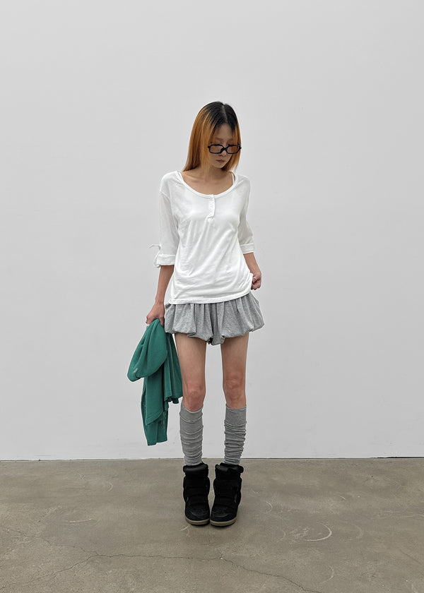 Swerve Henley Neck Rolled-up 3/4 Sleeve Tee