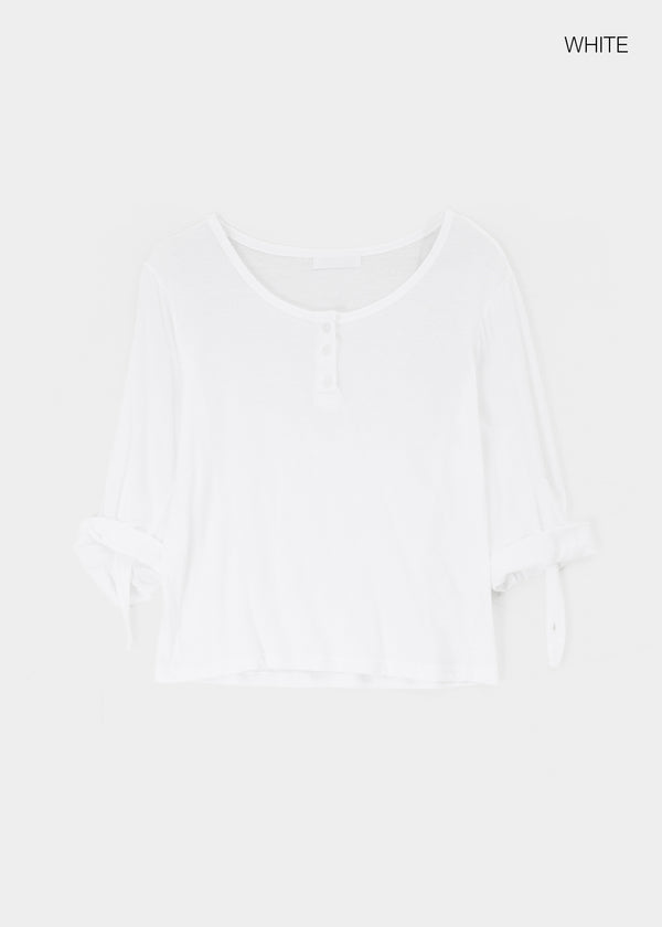 Swerve Henley Neck Rolled-up 3/4 Sleeve Tee