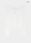 Slant V-neck knit cardigan