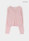 Slant V-neck knit cardigan