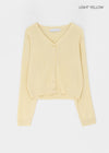 Slant V-neck knit cardigan