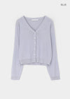 Slant V-neck knit cardigan