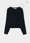 Slant V-neck knit cardigan
