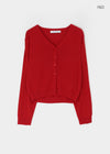 Slant V-neck knit cardigan