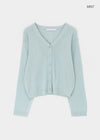 Slant V-neck knit cardigan