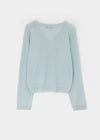 Slant V-neck knit cardigan