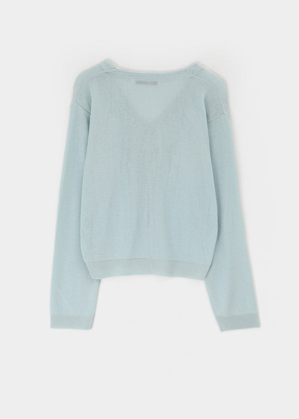 Slant V-neck knit cardigan