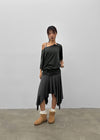 Clie shirred asymmetrical midi skirt