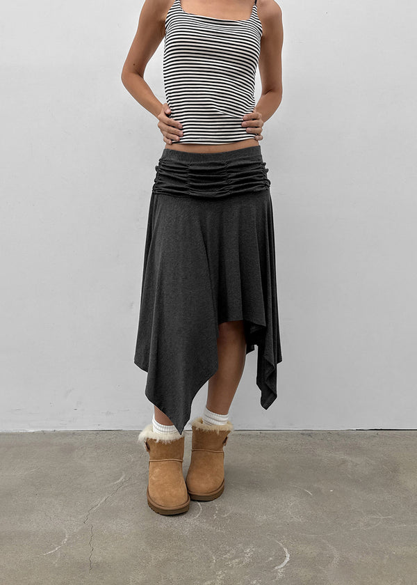Clie shirred asymmetrical midi skirt