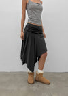 Clie shirred asymmetrical midi skirt