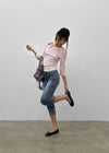 Celien Snap Ribbed 3/4 Sleeve Tee