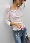 Celien Snap Ribbed 3/4 Sleeve Tee